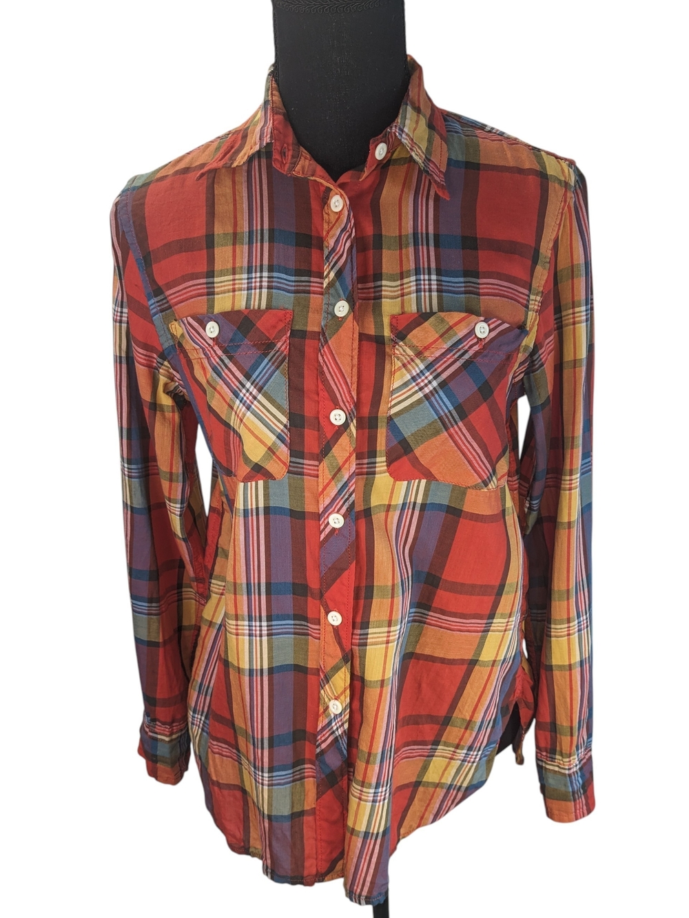 Denim & Supply Ralph Lauren Women's Red Multi Plaid Button-Down Shirt Size S